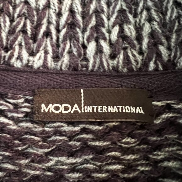 Moda International Cardigan Sweater XS Marled Blue Wooden Toggle Buttons‎ - Picture 3 of 10